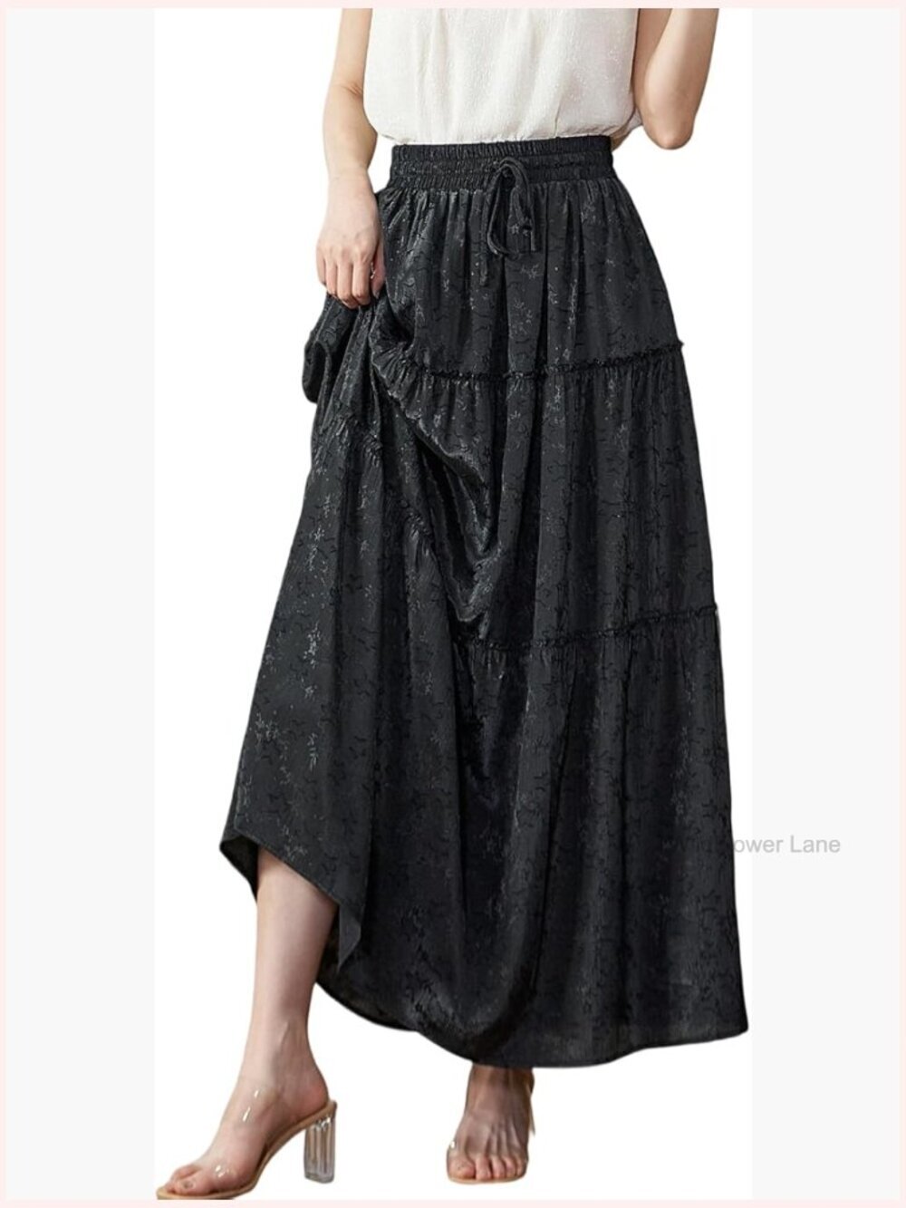 Tiered A-Line Midi Skirt with Elastic Waist